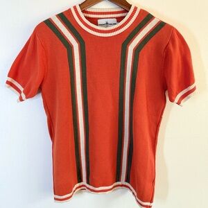 Madcap England Mod Retro Knit Top Orange Stripe Small